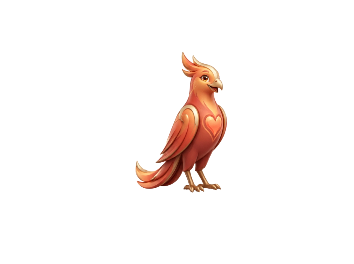 Melo, a warm phoenix companion